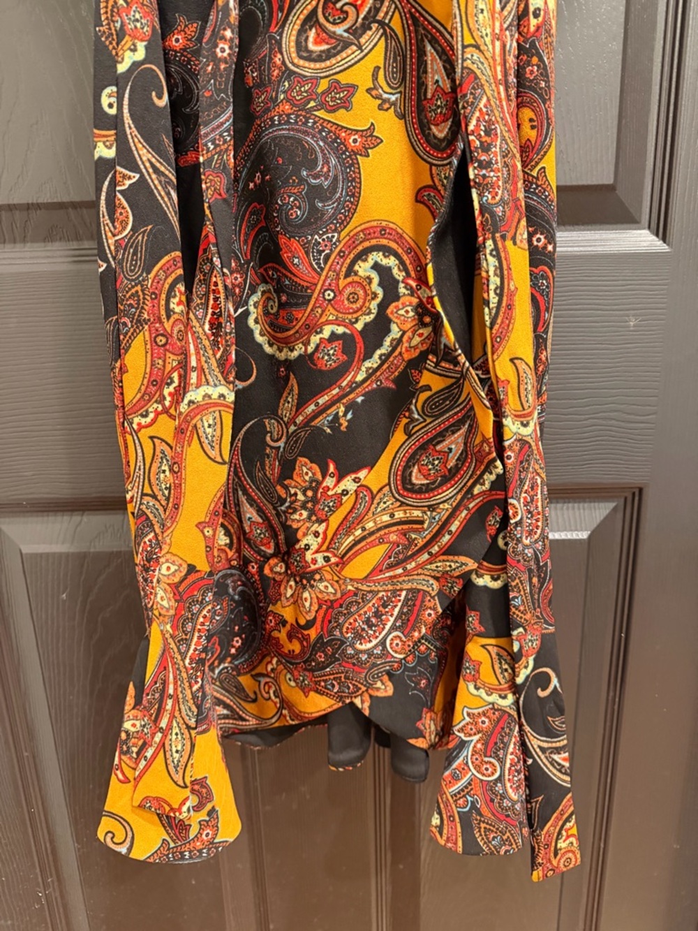 Shelby & Palmer Black and Mustard Paisley Midi Dress - Picture 2 of 5
